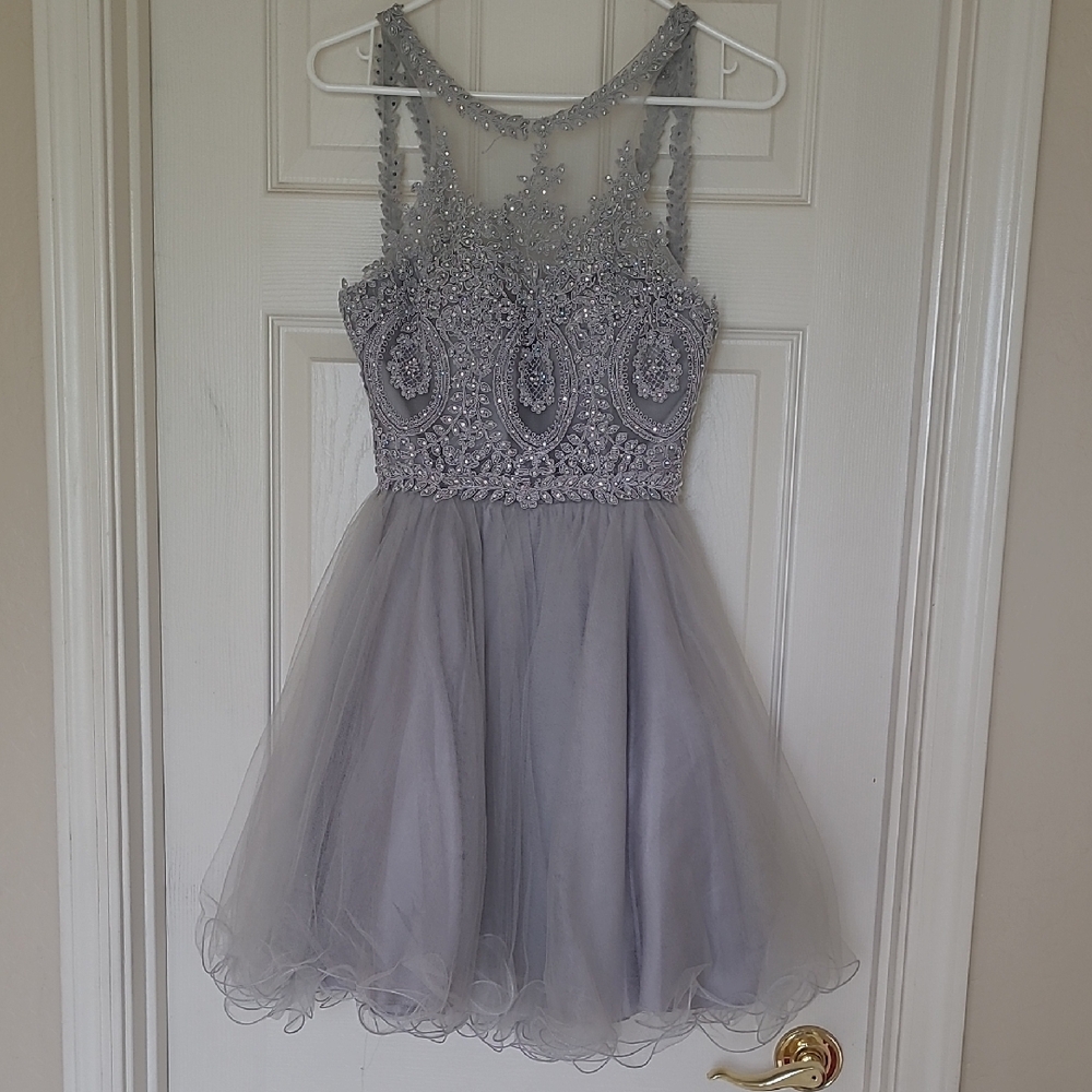 Elegant Formal Silver Gray Teen Dress